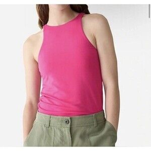 J. Crew  FormKnit High-Neck Cutaway Tank Top - Sweet Fuchsia - Size S